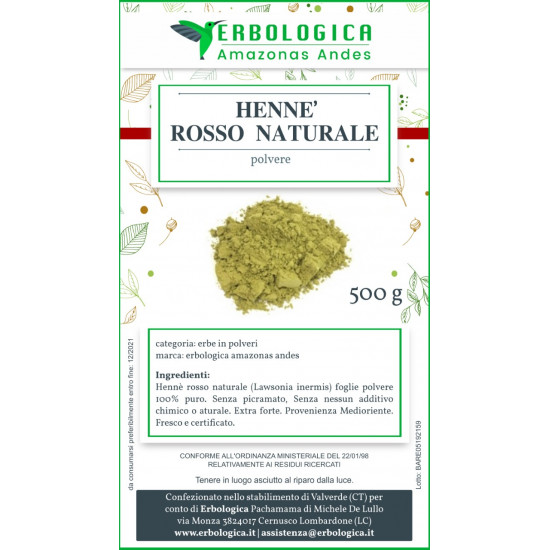 Henne rosso 500 grammi 100% naturale Henne rosso 500 grammi 100% naturale