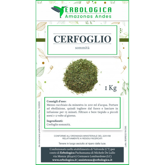 Cerfoglio pianta tisana 500 grammi Cerfoglio pianta tisana 500 grammi