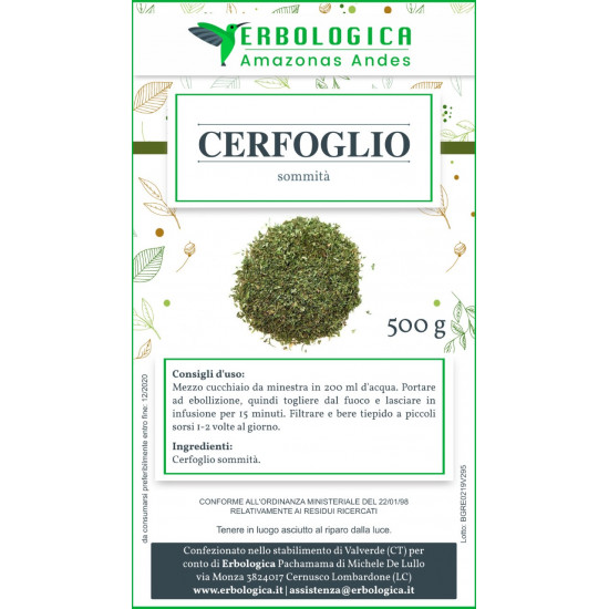 Cerfoglio pianta tisana 500 grammi Cerfoglio pianta tisana 500 grammi