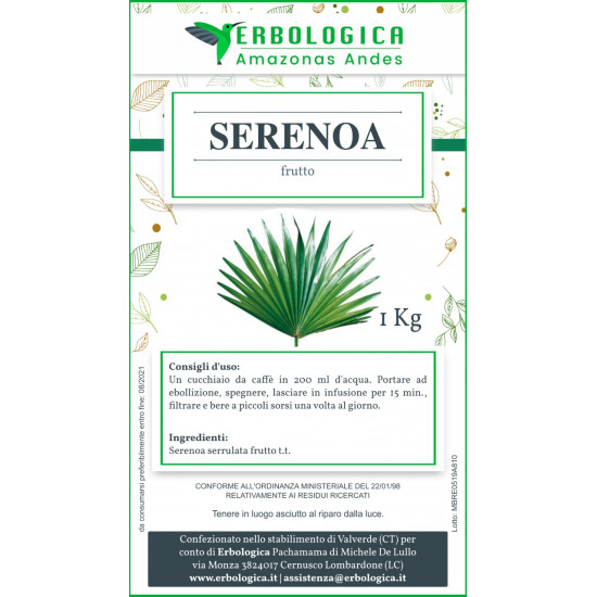 Serenoa frutti taglio tisana 500 grammi Serenoa frutti taglio tisana 500 grammi