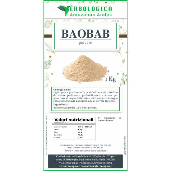 Baobab in polvere confezione da 1kg Baobab in polvere confezione da 1kg