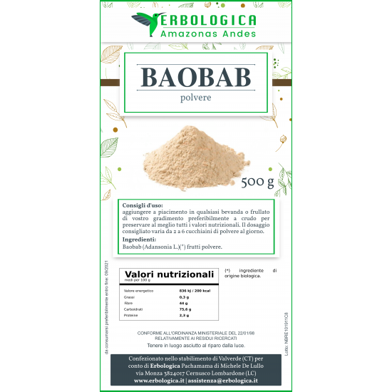 Baobab in polvere 500 grammi Baobab in polvere 500 grammi