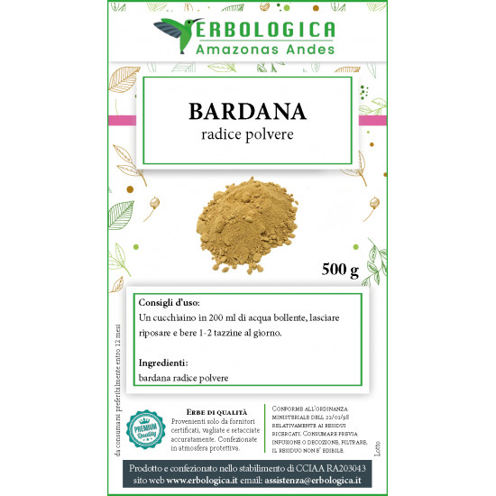 Bardana radice polvere tisana 500 grammi Bardana radice polvere tisana 500 grammi