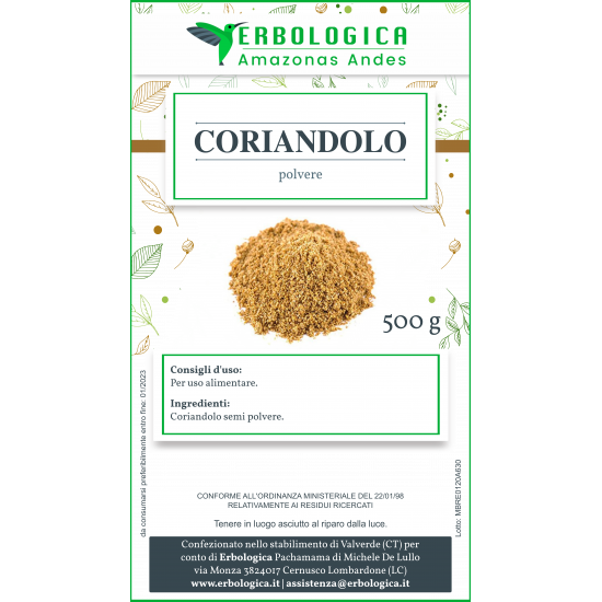 Coriandolo polvere tisana 500 grammi Coriandolo polvere tisana 500 grammi