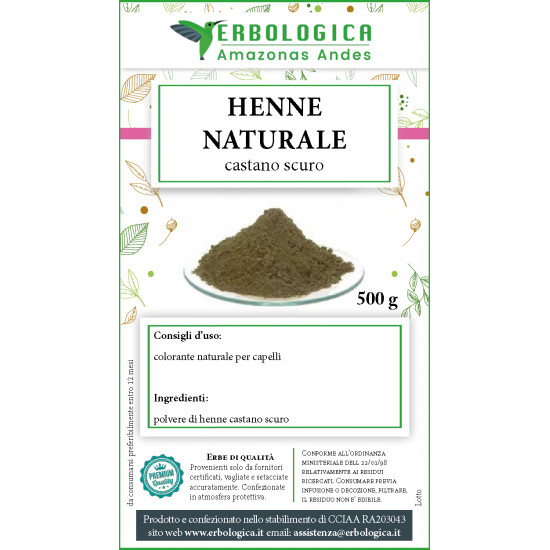 Henne castano scuro polvere naturale 500 grammi Henne castano scuro polvere naturale 500 grammi