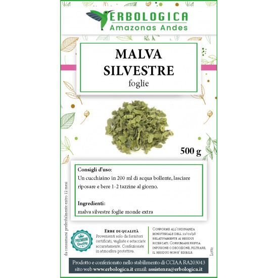 Malva silvestre foglie tisana 500 grammi Malva silvestre foglie tisana 500 grammi