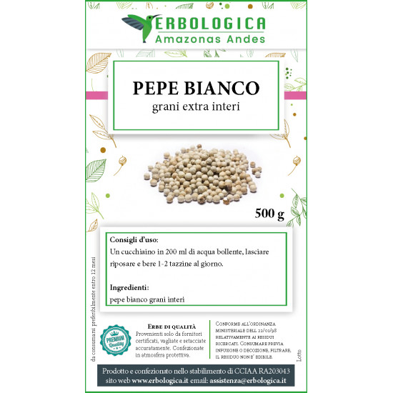 Pepe bianco in grani 500 grammi Pepe bianco in grani 500 grammi