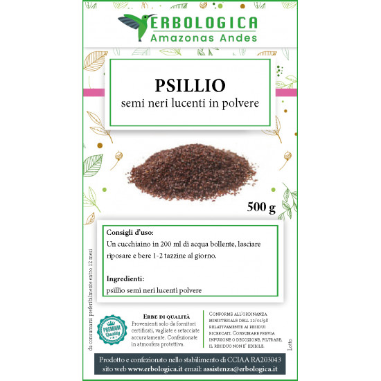 Psillio nero in polvere tisana 500 grammi Psillio nero in polvere tisana 500 grammi