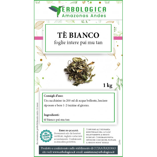 Tè bianco foglie intere mui pai 1 kg Tè bianco foglie intere mui pai 1 kg