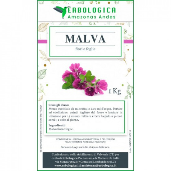 Malva fiori e foglie tisana 1 kg Malva fiori e foglie tisana 1 kg