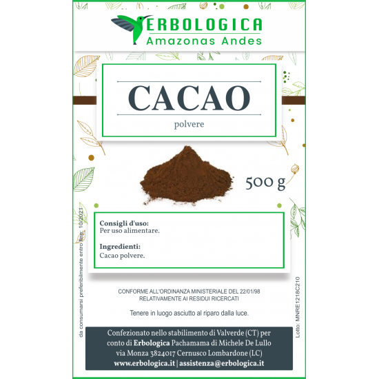 Cacao in polvere confezione da 500 grammi Cacao in polvere confezione da 500 grammi