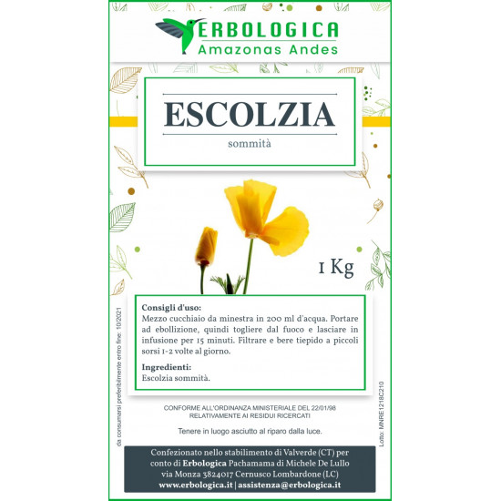 Escolzia pianta taglio tisana formato da 1 kg Escolzia pianta taglio tisana formato da 1 kg