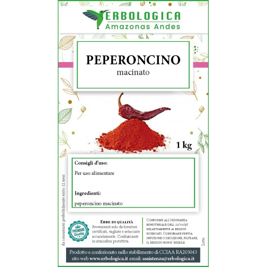 Peperoncino in polvere spezia confezione da 1 kg Peperoncino in polvere spezia confezione da 1 kg