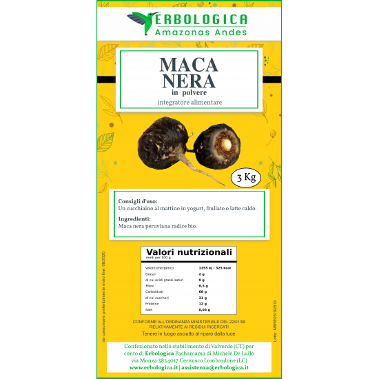 Maca nera in polvere 3 kg Maca nera in polvere 3 kg