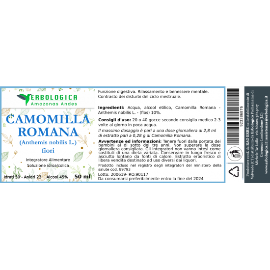 Camomilla romana soluzione idroalcolica 50 ml Camomilla romana soluzione idroalcolica 50 ml