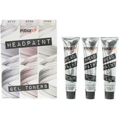 Fudge Professional Headpaint Gel Toners Trio Kit 60ml GT03 Neutral Nude Toner + 60ml GT12 Pale Platinum Toner + 60ml GT26 Petal Rose Toner