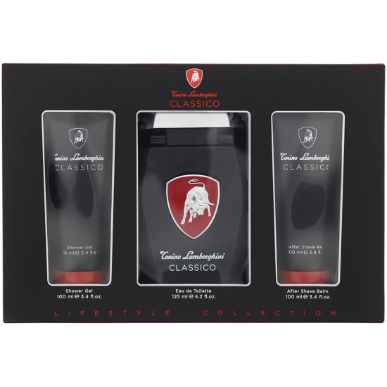 Lamborghini Classico Gift Set 125ml EDT + 100ml Aftershave Balm + 100ml Shower Gel