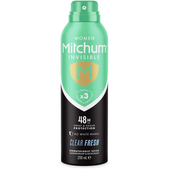 Mitchum Women Invisible 48HR Clear Fresh Antiperspirant & Deodorant Spray 200ml Mitchum Women Invisible 48HR Clear Fresh Antiperspirant & Deodorant Spray 200ml