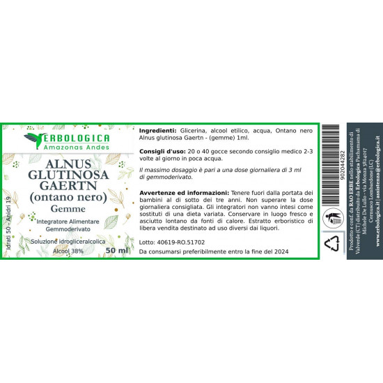 Ontano nero gemme soluzione idrogliceralcolica 50 ml Ontano nero gemme soluzione idrogliceralcolica 50 ml