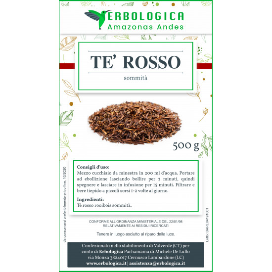 Tè rosso rooibois 500 grammi Tè rosso rooibois 500 grammi