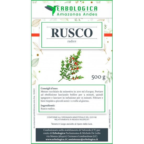 Rusco radice taglio tisana 500 grammi Rusco radice taglio tisana 500 grammi