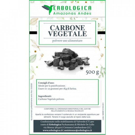Carbone vegetale polvere 500 grammi uso alimentare Carbone vegetale polvere 500 grammi uso alimentare
