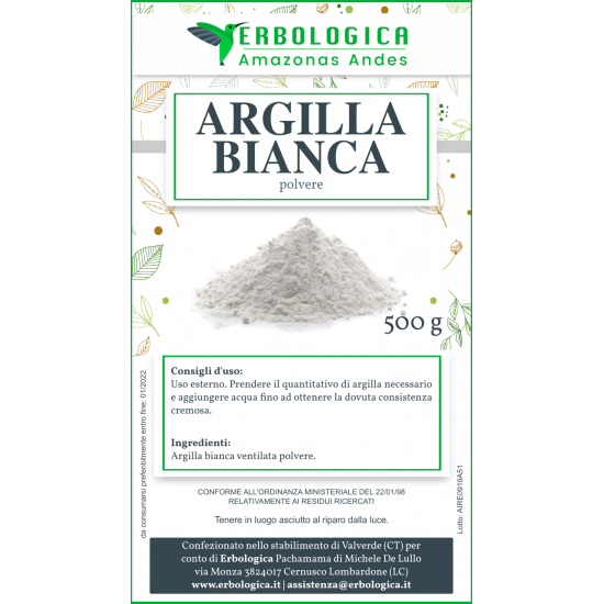 Argilla bianca ventilata 500 grammi Argilla bianca ventilata 500 grammi
