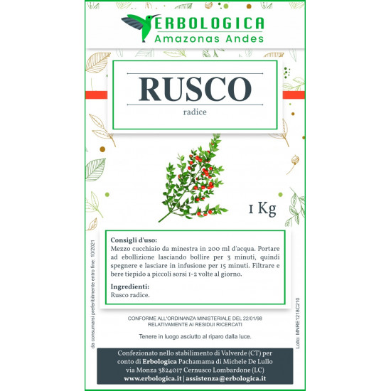 Rusco radice taglio tisana 500 grammi Rusco radice taglio tisana 500 grammi