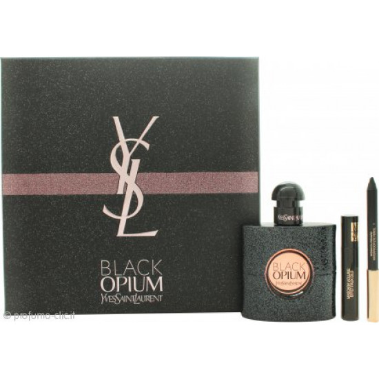 Yves Saint Laurent Black Opium Confezione Regalo 50ml EDP + 0.8g Matita Occhi + 2ml Mascara Effetto Ciglia Finte