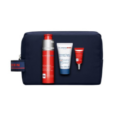 Clarins Men Gift Set 50ml Energizing Gel + 3ml Energizing Eye Gel + 30ml Active Face Wash + Bag