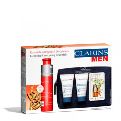Clarins Men Gift Set 50ml Energizing Gel + 30ml Shampoo & Shower Gel + 30ml Active Face Wash + Wash Bag