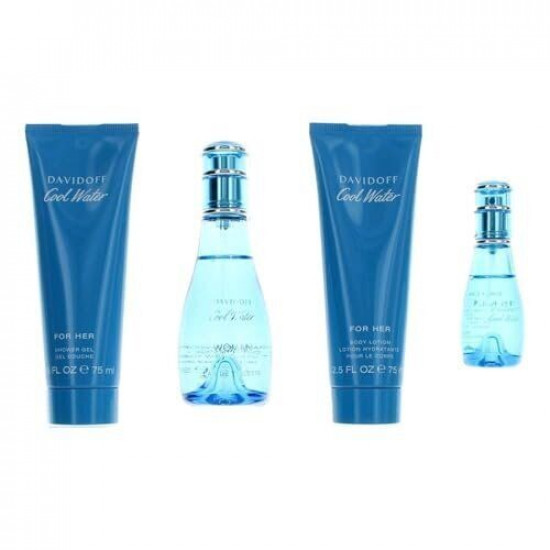 Davidoff Cool Water Confezione Regalo 50ml EDT + 50ml Lozione per il Corpo + 50ml Gel Doccia