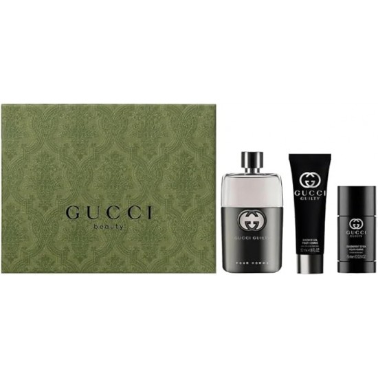 Gucci Guilty Pour Homme Confezione Regalo 90ml EDT Spray + 75ml Deodorante Stick + 50ml Gel Doccia