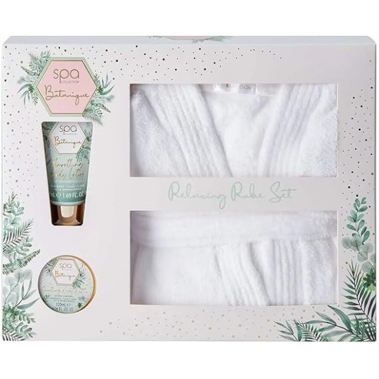 Style & Grace Spa Botanique Relaxing Bath Robe Set Regalo Eco Packaging 120ml Body Butter + 50ml Lozione Corpo + 1 Bath Robe