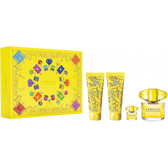 Versace Yellow Diamond Gift Set 90ml EDT + 100ml Body Lotion + 100ml Shower Gel + 5ml EDT