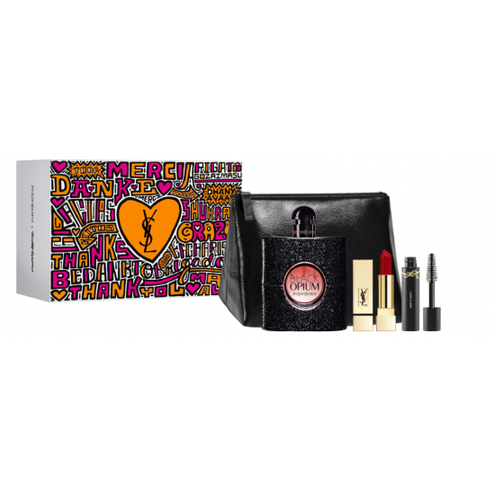 Yves Saint Laurent Black Opium Gift Set 90ml EDP + 2ml Lash Clash Mascara - 01 + 1.3g Rouge Pur Couture Lipstick - 1966