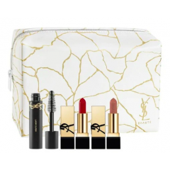 Yves Saint Laurent Make-Up Gift Set 2ml Lash Clash No1 Mascara + 1.3g Rouge A Levres Lipstick Rouge Muse + 1.3g Rouge A Levres Lipstick Nu Muse + Pouch