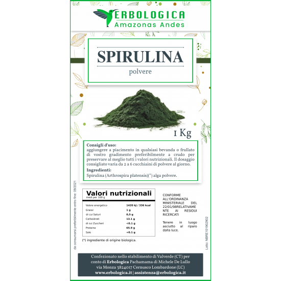 Spirulina in polvere origine biologica confezione da 1 kg