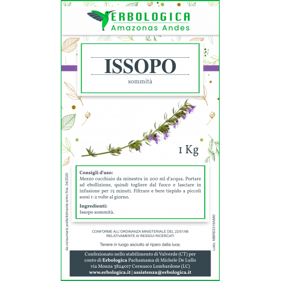 Issopo fiori e foglie taglio tisana 1 kg Issopo fiori e foglie taglio tisana 1 kg