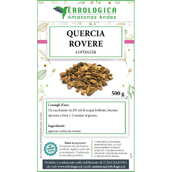 Quercia rovere corteccia tisana 500 grammi Quercia rovere corteccia tisana 500 grammi