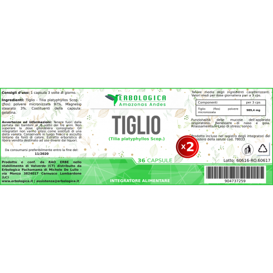 Tiglio in capsule ( 2 confezioni da 36) Tiglio in capsule ( 2 confezioni da 36)