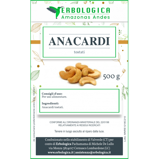 Anacardi tostati confezione da 500 grammi Anacardi tostati confezione da 500 grammi