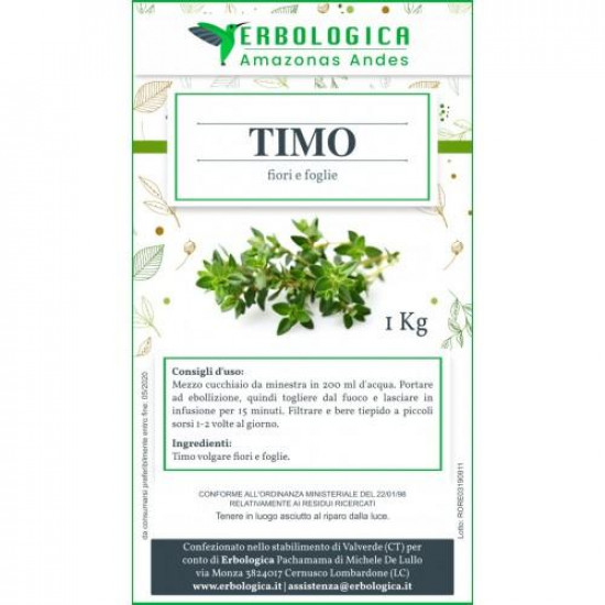 Timo volgare foglie e fiori tisana 1 kg Timo volgare foglie e fiori tisana 1 kg